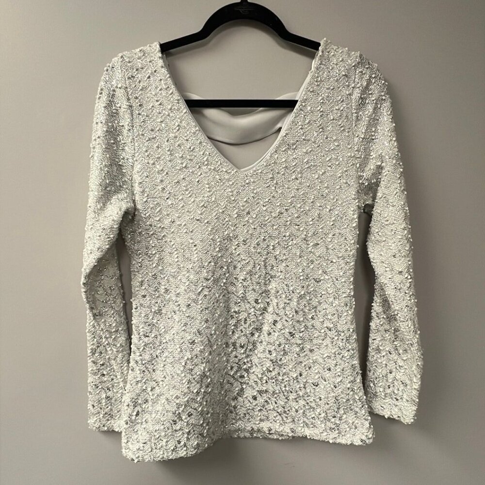 Long Sleeve Top - Medium - Jennifer Lopez Silver